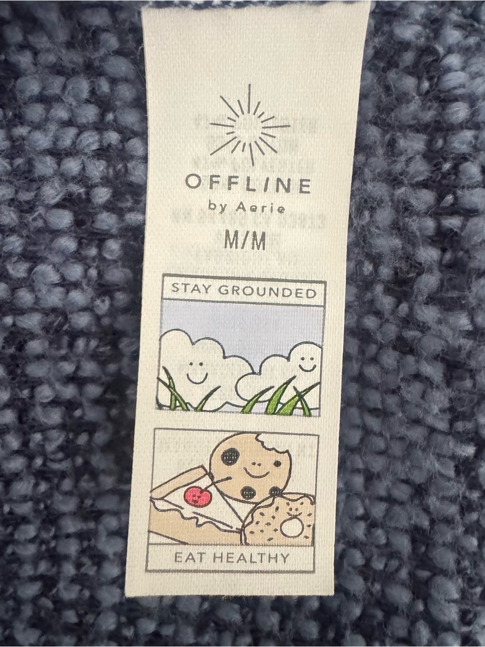 OFFLINE by Aerie Sweater Knit Joggers Medium Blue Heather Drawstring Lounge Pant - Picture 9 of 11